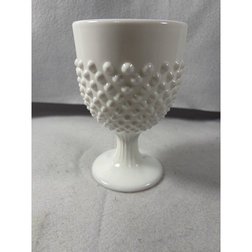 Vintage Fenton Hobnail Milk Glass 6" Footed Goblet Vase